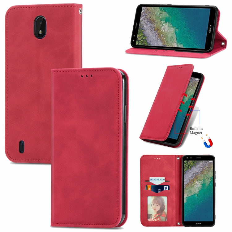 For Nokia C01 Plus Retro Skin Feel Business Magnetic Horizontal Flip Leather Case with Holder & Card Slots & Wallet & Photo Frame