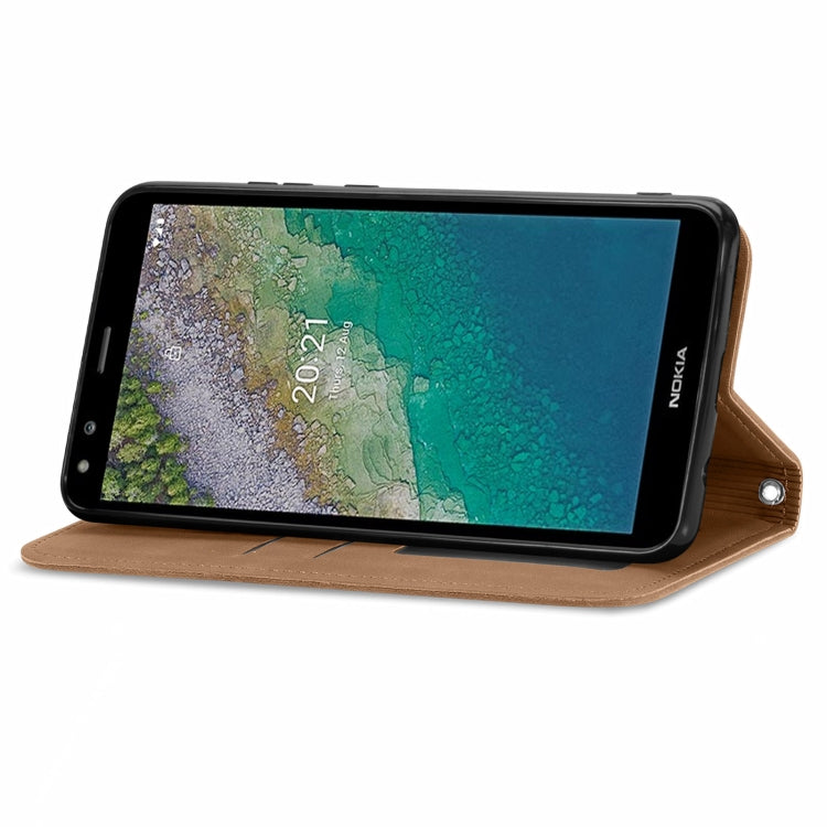 For Nokia C01 Plus Retro Skin Feel Business Magnetic Horizontal Flip Leather Case with Holder & Card Slots & Wallet & Photo Frame