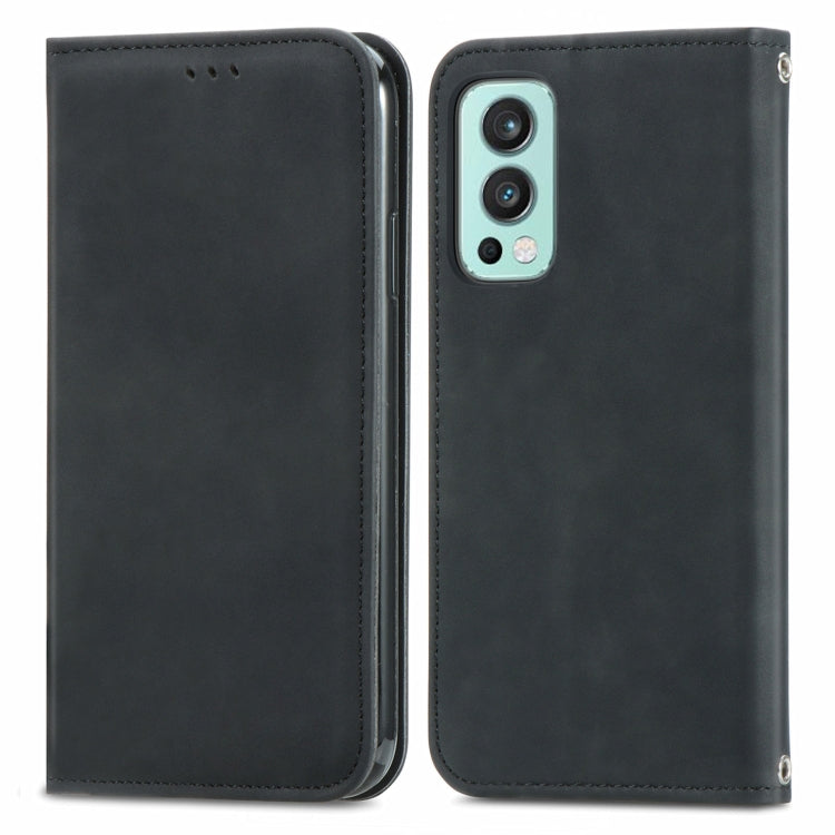 For OnePlus Nord 2 Retro Skin Feel Business Magnetic Horizontal Flip Leather Case with Holder & Card Slots & Wallet & Photo Frame