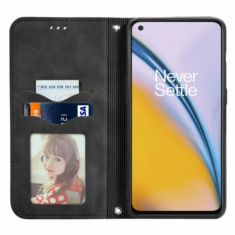 For OnePlus Nord 2 Retro Skin Feel Business Magnetic Horizontal Flip Leather Case with Holder & Card Slots & Wallet & Photo Frame