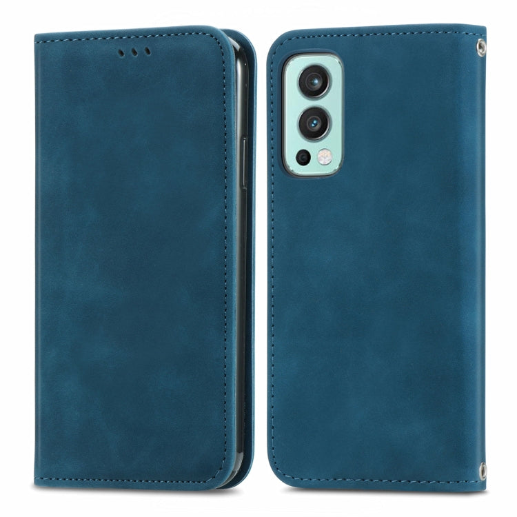 For OnePlus Nord 2 Retro Skin Feel Business Magnetic Horizontal Flip Leather Case with Holder & Card Slots & Wallet & Photo Frame