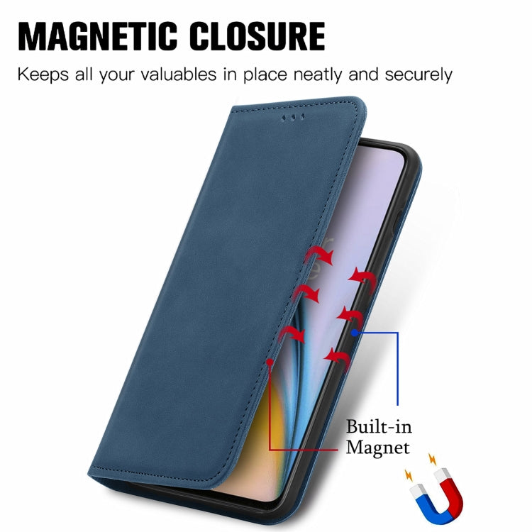 For OnePlus Nord 2 Retro Skin Feel Business Magnetic Horizontal Flip Leather Case with Holder & Card Slots & Wallet & Photo Frame