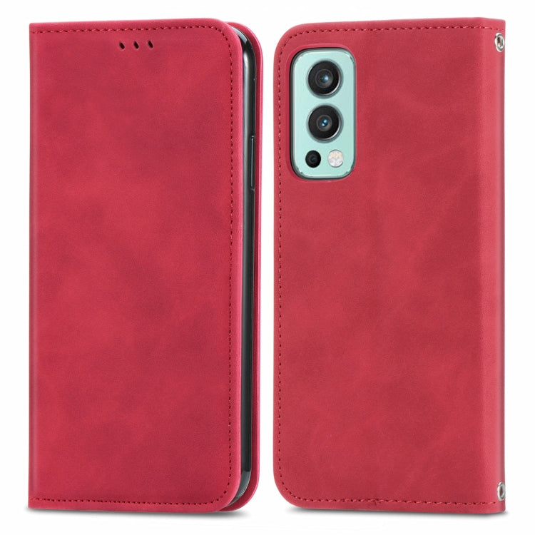 For OnePlus Nord 2 Retro Skin Feel Business Magnetic Horizontal Flip Leather Case with Holder & Card Slots & Wallet & Photo Frame