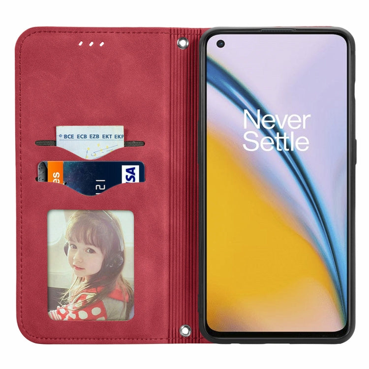 For OnePlus Nord 2 Retro Skin Feel Business Magnetic Horizontal Flip Leather Case with Holder & Card Slots & Wallet & Photo Frame