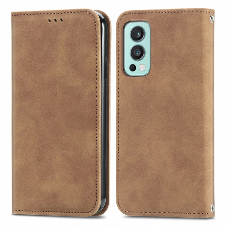 For OnePlus Nord 2 Retro Skin Feel Business Magnetic Horizontal Flip Leather Case with Holder & Card Slots & Wallet & Photo Frame