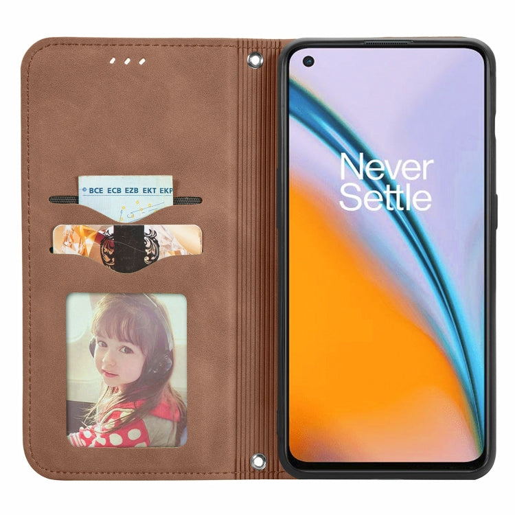 For OnePlus Nord 2 Retro Skin Feel Business Magnetic Horizontal Flip Leather Case with Holder & Card Slots & Wallet & Photo Frame