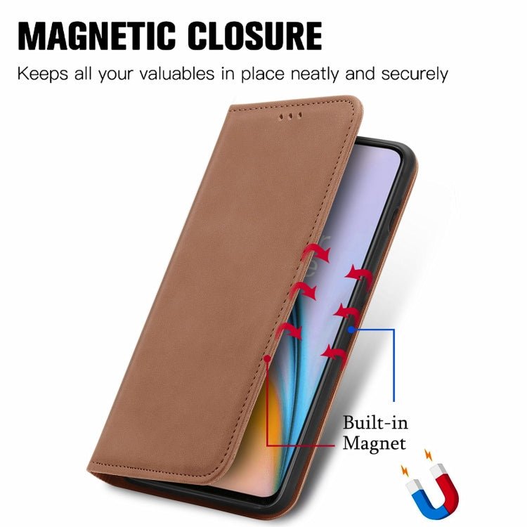 For OnePlus Nord 2 Retro Skin Feel Business Magnetic Horizontal Flip Leather Case with Holder & Card Slots & Wallet & Photo Frame