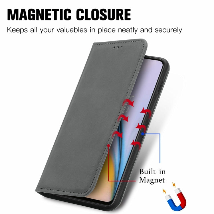 For OnePlus Nord 2 Retro Skin Feel Business Magnetic Horizontal Flip Leather Case with Holder & Card Slots & Wallet & Photo Frame