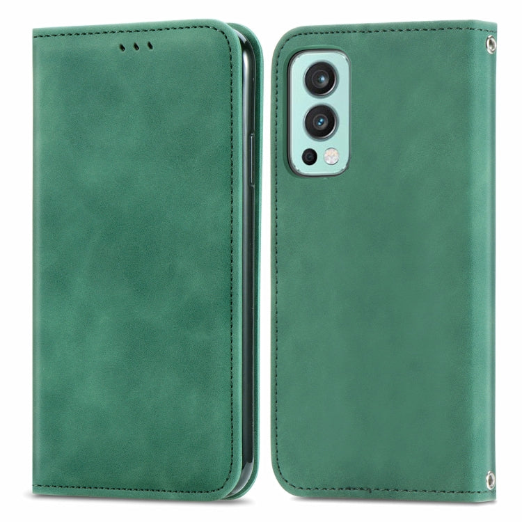 For OnePlus Nord 2 Retro Skin Feel Business Magnetic Horizontal Flip Leather Case with Holder & Card Slots & Wallet & Photo Frame