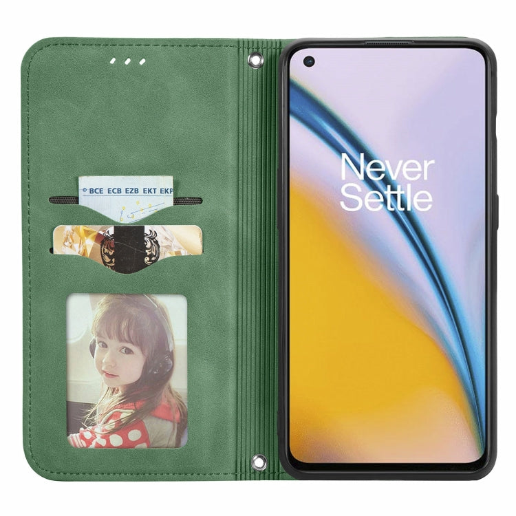 For OnePlus Nord 2 Retro Skin Feel Business Magnetic Horizontal Flip Leather Case with Holder & Card Slots & Wallet & Photo Frame