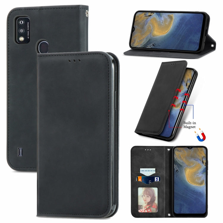 For ZTE A51 Retro Skin Feel Business Magnetic Horizontal Flip Leather Case with Holder & Card Slots & Wallet & Photo Frame