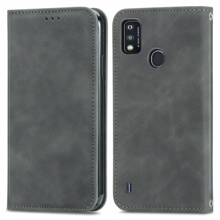 For ZTE A51 Retro Skin Feel Business Magnetic Horizontal Flip Leather Case with Holder & Card Slots & Wallet & Photo Frame