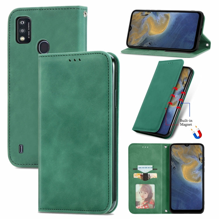 For ZTE A51 Retro Skin Feel Business Magnetic Horizontal Flip Leather Case with Holder & Card Slots & Wallet & Photo Frame