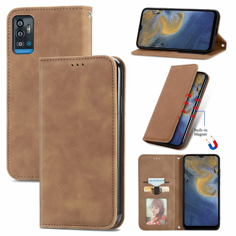For ZTE A71 Retro Skin Feel Business Magnetic Horizontal Flip Leather Case with Holder & Card Slots & Wallet & Photo Frame