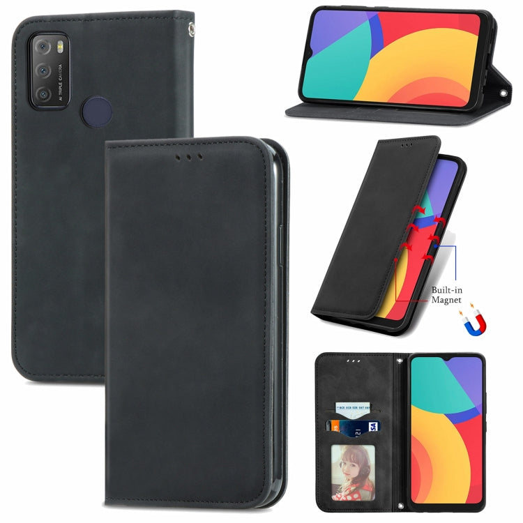 For Alcatel 1S 2021 Retro Skin Feel Business Magnetic Horizontal Flip Leather Case with Holder & Card Slots & Wallet & Photo Frame