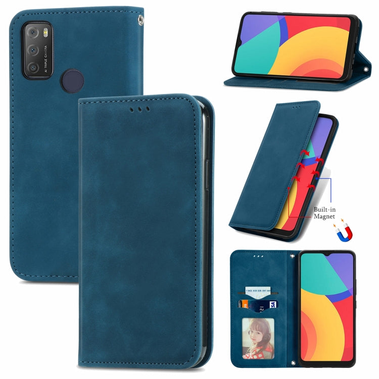 For Alcatel 1S 2021 Retro Skin Feel Business Magnetic Horizontal Flip Leather Case with Holder & Card Slots & Wallet & Photo Frame