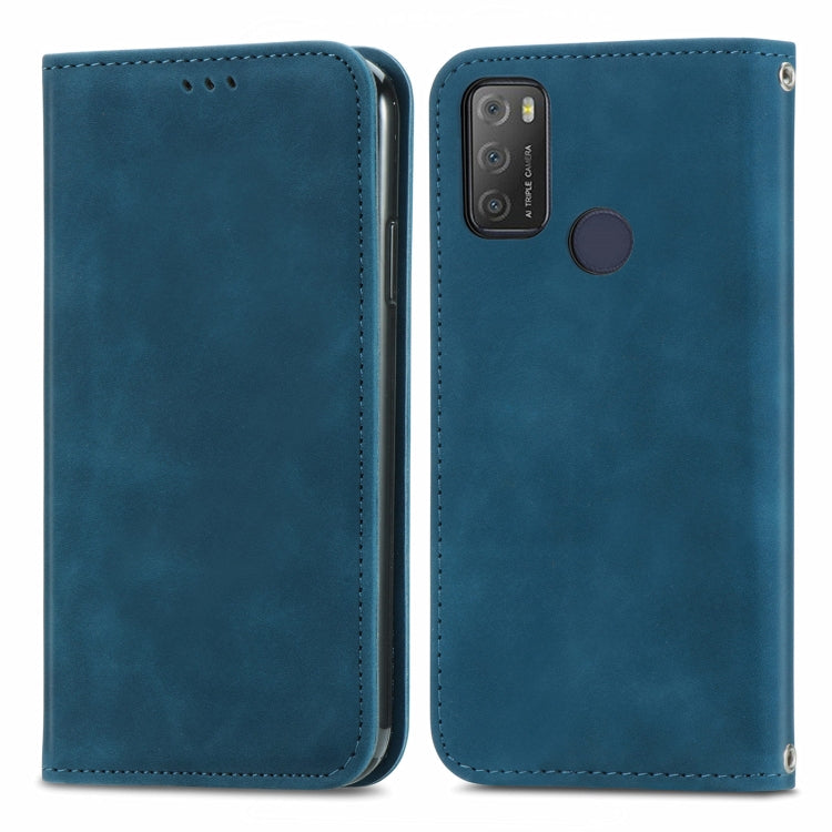 For Alcatel 1S 2021 Retro Skin Feel Business Magnetic Horizontal Flip Leather Case with Holder & Card Slots & Wallet & Photo Frame