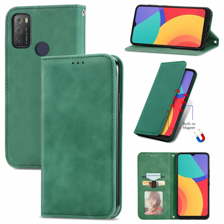 For Alcatel 1S 2021 Retro Skin Feel Business Magnetic Horizontal Flip Leather Case with Holder & Card Slots & Wallet & Photo Frame
