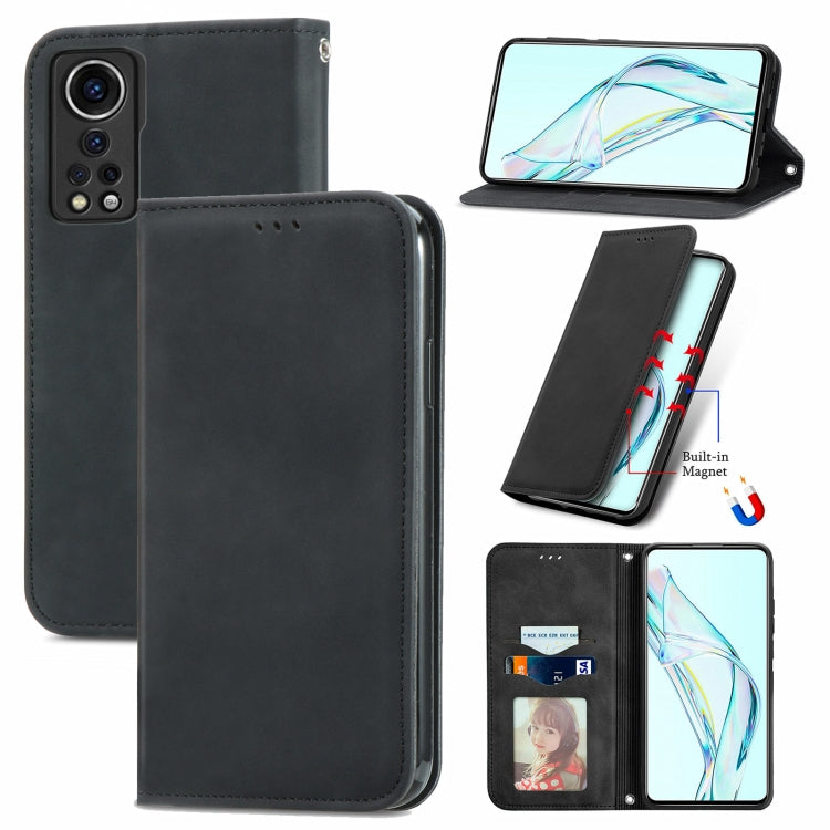 For ZTE Axon 30 5G Retro Skin Feel Business Magnetic Horizontal Flip Leather Case with Holder & Card Slots & Wallet & Photo Frame