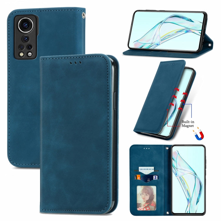 For ZTE Axon 30 5G Retro Skin Feel Business Magnetic Horizontal Flip Leather Case with Holder & Card Slots & Wallet & Photo Frame