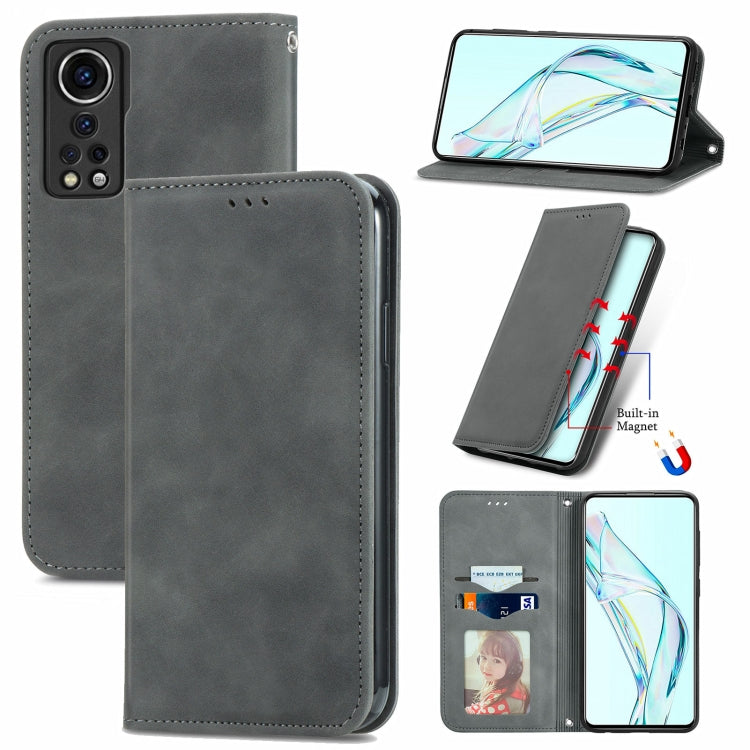 For ZTE Axon 30 5G Retro Skin Feel Business Magnetic Horizontal Flip Leather Case with Holder & Card Slots & Wallet & Photo Frame