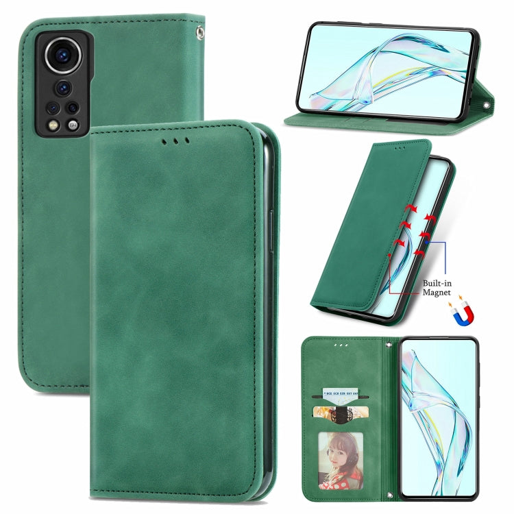 For ZTE Axon 30 5G Retro Skin Feel Business Magnetic Horizontal Flip Leather Case with Holder & Card Slots & Wallet & Photo Frame