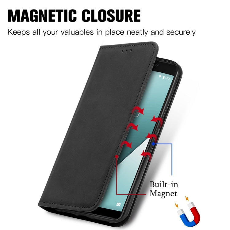 For Wiko Y61 Retro Skin Feel Business Magnetic Horizontal Flip Leather Case with Holder & Card Slots & Wallet & Photo Frame