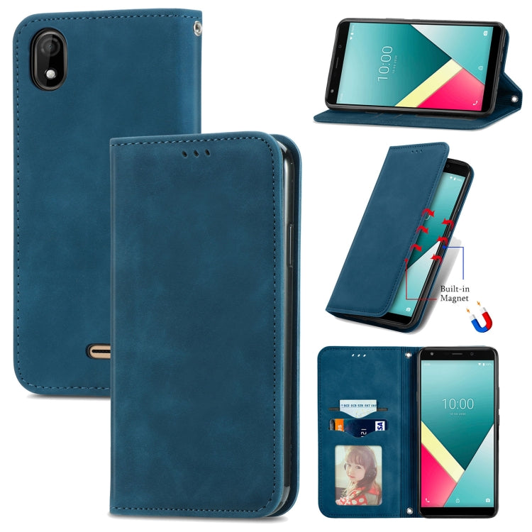For Wiko Y61 Retro Skin Feel Business Magnetic Horizontal Flip Leather Case with Holder & Card Slots & Wallet & Photo Frame