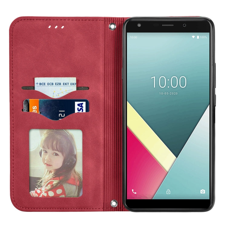 For Wiko Y61 Retro Skin Feel Business Magnetic Horizontal Flip Leather Case with Holder & Card Slots & Wallet & Photo Frame