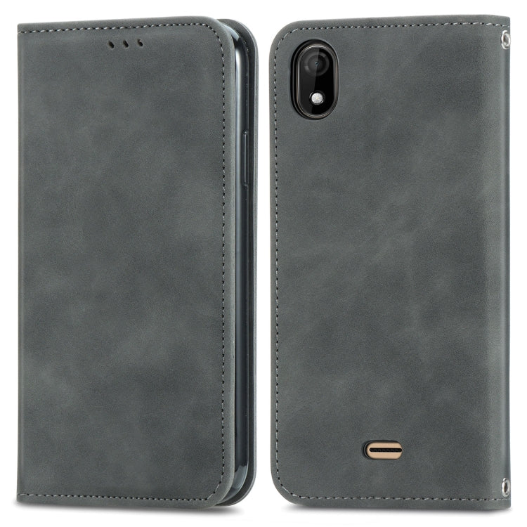 For Wiko Y61 Retro Skin Feel Business Magnetic Horizontal Flip Leather Case with Holder & Card Slots & Wallet & Photo Frame