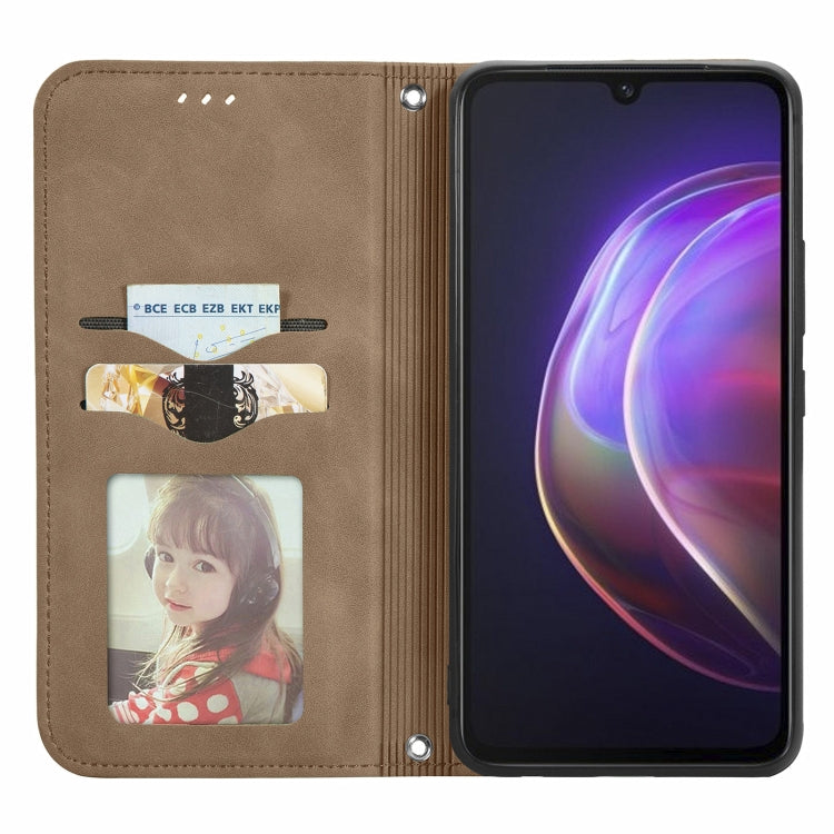 For vivo V21 Retro Skin Feel Business Magnetic Horizontal Flip Leather Case with Holder & Card Slots & Wallet & Photo Frame