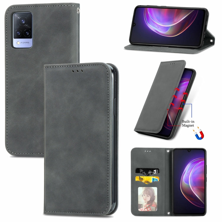 For vivo V21 Retro Skin Feel Business Magnetic Horizontal Flip Leather Case with Holder & Card Slots & Wallet & Photo Frame