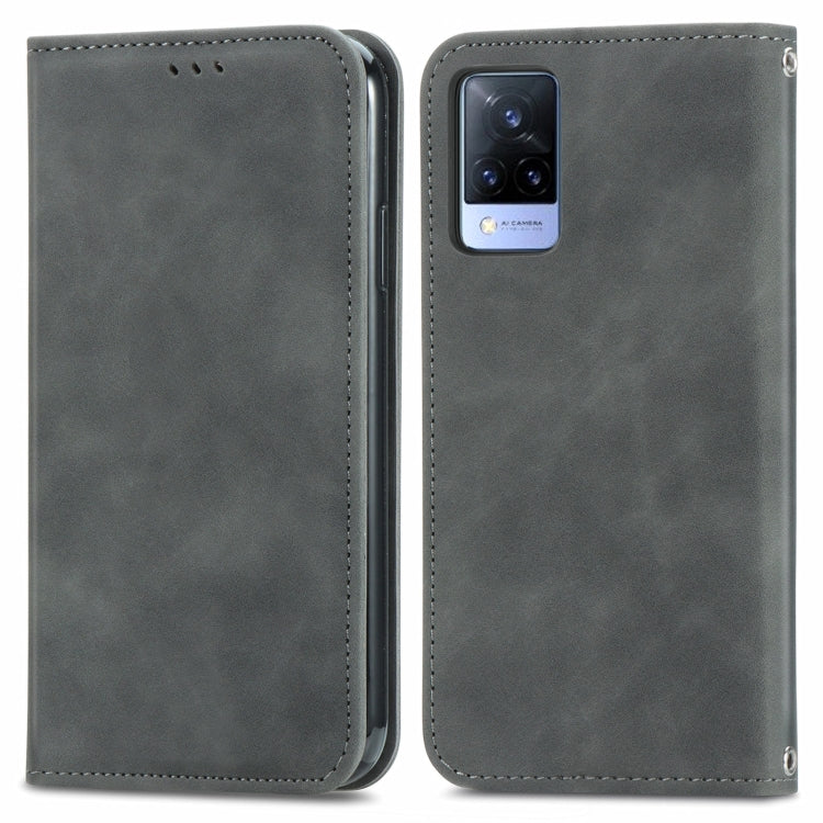 For vivo V21 Retro Skin Feel Business Magnetic Horizontal Flip Leather Case with Holder & Card Slots & Wallet & Photo Frame