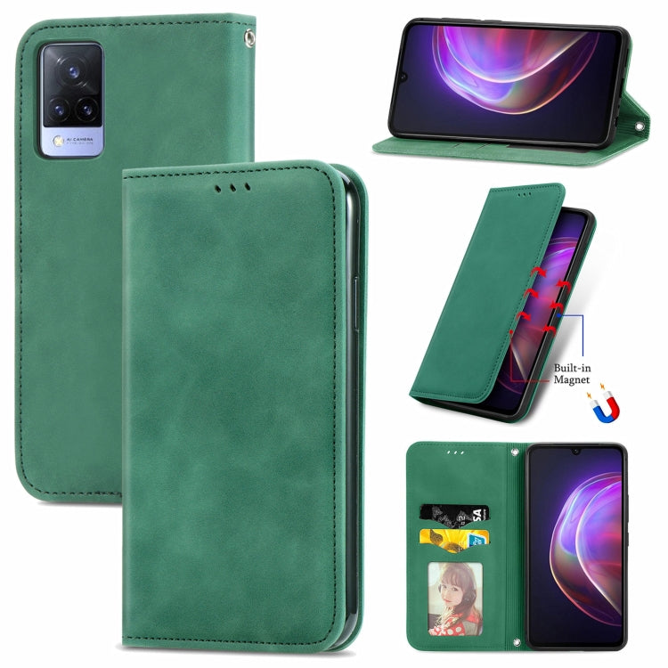 For vivo V21 Retro Skin Feel Business Magnetic Horizontal Flip Leather Case with Holder & Card Slots & Wallet & Photo Frame