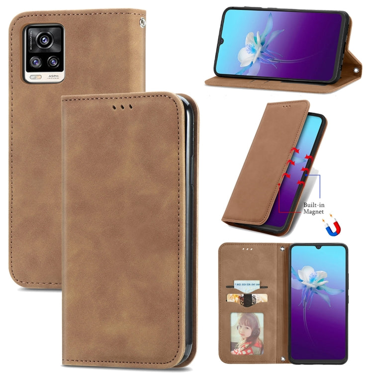 For vivo V20 2021 Retro Skin Feel Business Magnetic Horizontal Flip Leather Case with Holder & Card Slots & Wallet & Photo Frame