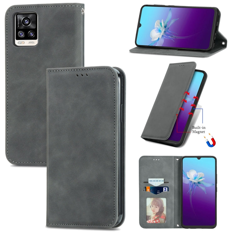 For vivo V20 2021 Retro Skin Feel Business Magnetic Horizontal Flip Leather Case with Holder & Card Slots & Wallet & Photo Frame