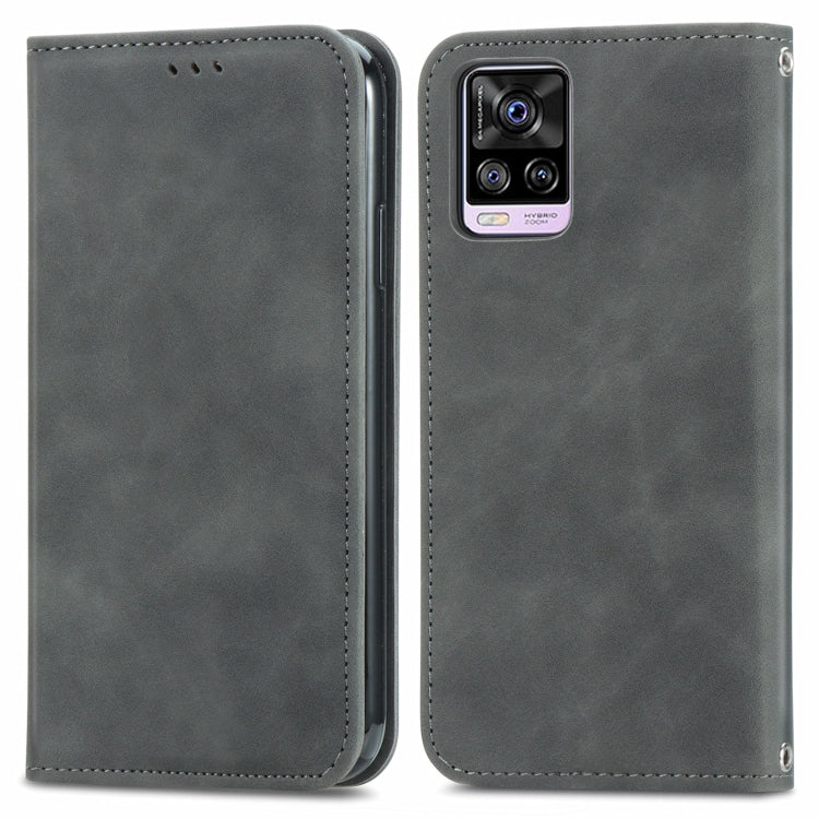 For vivo S7 Retro Skin Feel Business Magnetic Horizontal Flip Leather Case with Holder & Card Slots & Wallet & Photo Frame