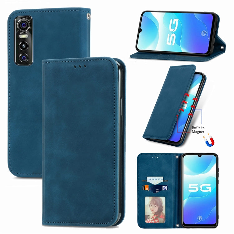 For vivo S7 E Retro Skin Feel Business Magnetic Horizontal Flip Leather Case with Holder & Card Slots & Wallet & Photo Frame