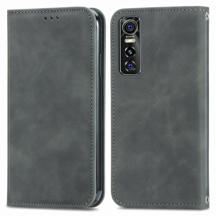 For vivo S7 E Retro Skin Feel Business Magnetic Horizontal Flip Leather Case with Holder & Card Slots & Wallet & Photo Frame