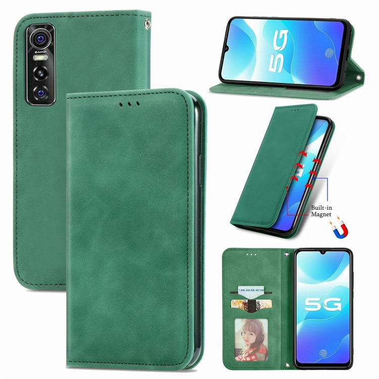 For vivo S7 E Retro Skin Feel Business Magnetic Horizontal Flip Leather Case with Holder & Card Slots & Wallet & Photo Frame