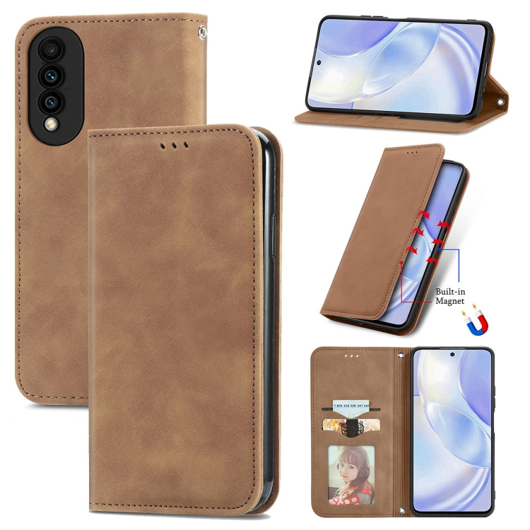 For Huawei nova 8 SE Youth Retro Skin Feel Business Magnetic Horizontal Flip Leather Case with Holder & Card Slots & Wallet & Photo Frame