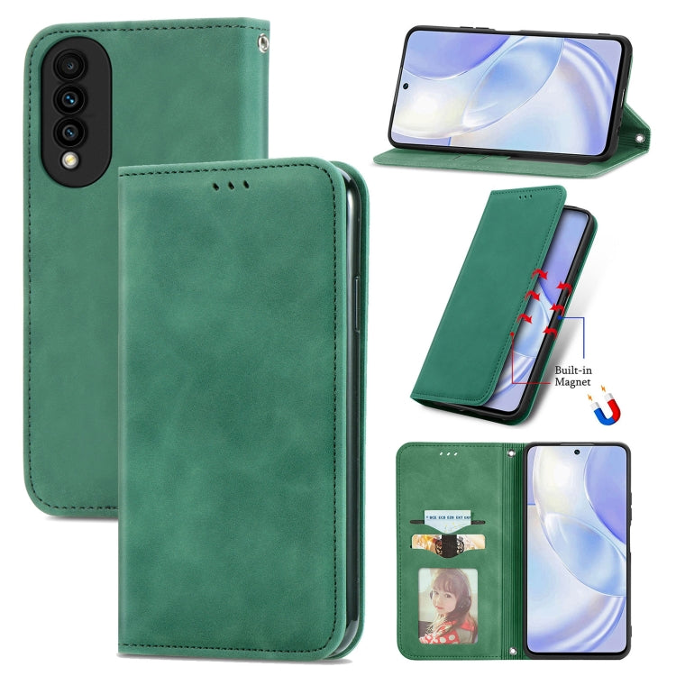For Huawei nova 8 SE Youth Retro Skin Feel Business Magnetic Horizontal Flip Leather Case with Holder & Card Slots & Wallet & Photo Frame