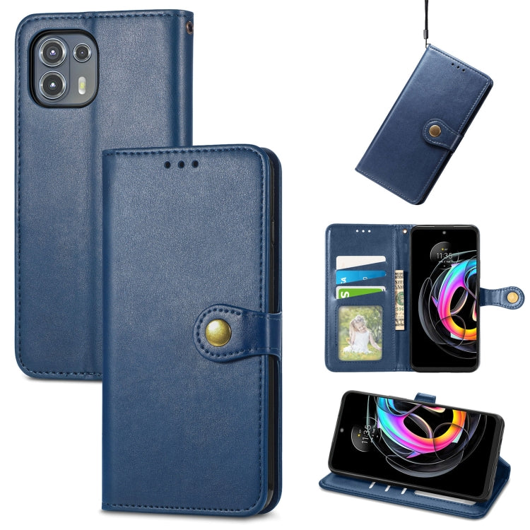 For Motorola Edge 20 Lite Solid Color Leather Buckle Phone Case with Lanyard & Photo Frame & Card Slot & Wallet & Stand Function