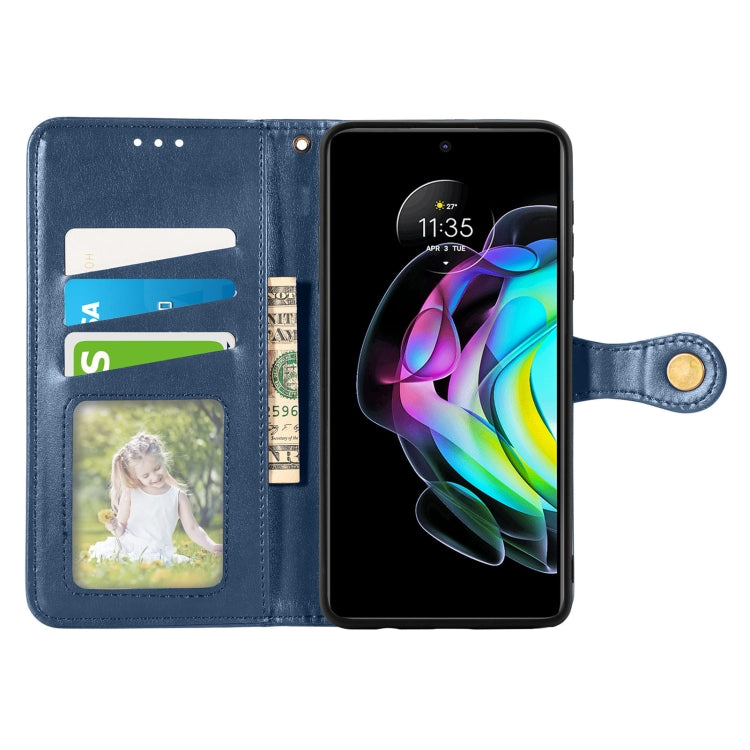 For Motorola Edge 20 Solid Color Leather Buckle Phone Case with Lanyard & Photo Frame & Card Slot & Wallet & Stand Function