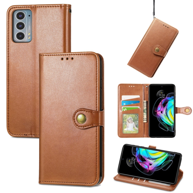 For Motorola Edge 20 Solid Color Leather Buckle Phone Case with Lanyard & Photo Frame & Card Slot & Wallet & Stand Function