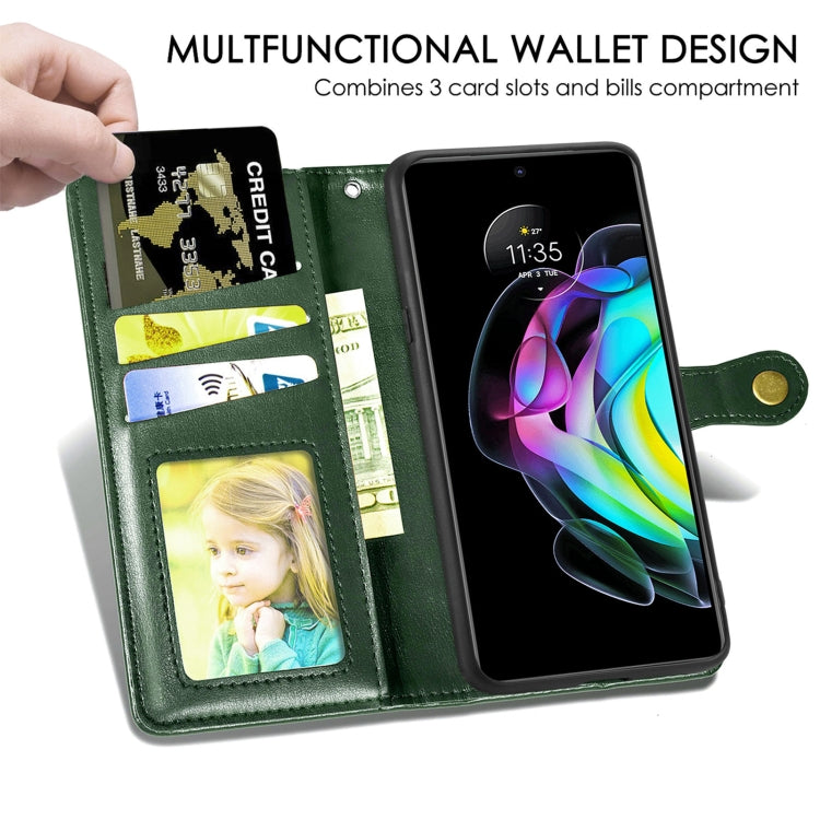 For Motorola Edge 20 Solid Color Leather Buckle Phone Case with Lanyard & Photo Frame & Card Slot & Wallet & Stand Function