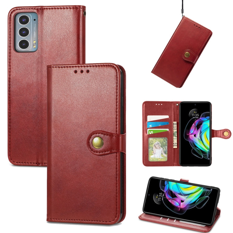 For Motorola Edge 20 Solid Color Leather Buckle Phone Case with Lanyard & Photo Frame & Card Slot & Wallet & Stand Function