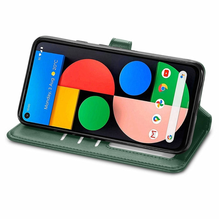 For Google Pixel 5a 5G Solid Color Leather Buckle Phone Case with Lanyard & Photo Frame & Card Slot & Wallet & Stand Function