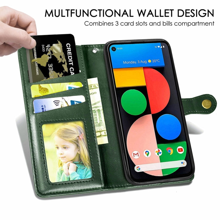 For Google Pixel 5a 5G Solid Color Leather Buckle Phone Case with Lanyard & Photo Frame & Card Slot & Wallet & Stand Function