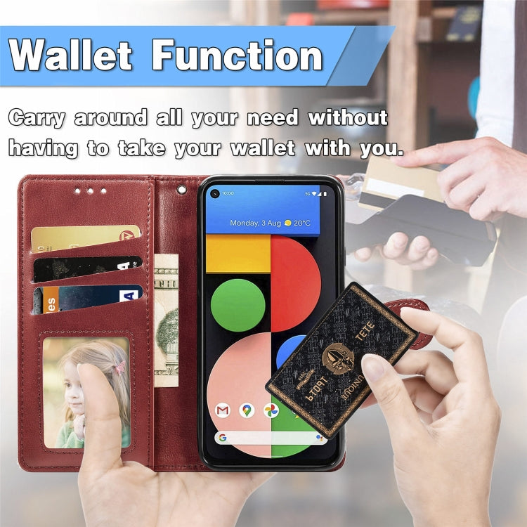 For Google Pixel 5a 5G Solid Color Leather Buckle Phone Case with Lanyard & Photo Frame & Card Slot & Wallet & Stand Function